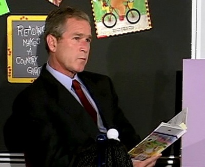 ex President George Bush reading My Pet Goat