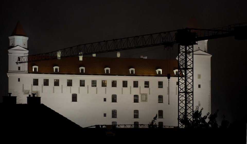 Bratislava Castle in the Fog, the Night before the Euro Fell