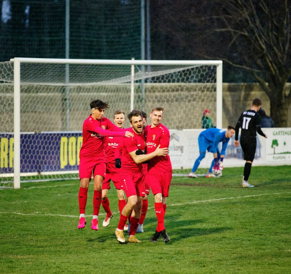 SC Kittsee attackers celebrate goal