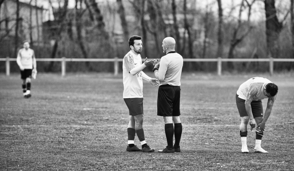 Post-match Patrick Dietmann talks to referee Arif Erdem: Kittsee players, trainers and fans all have a lot of questions for referee Arif Erdem. Clearly UFC Pama were sitting on their single goal, prepared to hold, trip and elbow to slow down the game. Erdem missed many of the fouls. While Erdem did hand out four yellow cards to UFC Pama, he avoided giving a second yellow to any single UFC player. In particular, Erdem failed to award a second yellow and red card to Peter Gallus. Normally Erdem has a keen eye and doesn't let a game get out of hand. It's also the first competive game for Erdem in three months.

SC Kittsee had all the chances in the world to win this game in the second half, as UFC Pama did not take advantage of Kittsee's disarray on defence in the first half to score another goal or two. Then UFC Pama sat back in the second half instead of pushing forward hard.

Neither team deserves great credit for Sunday's performance. Subject: soccer;football;burgenland;kittsee;Patrick Dietmann;Arif Erdem