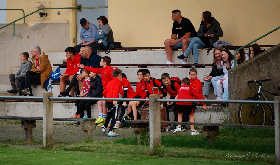 Kittsee's junior fans enjoying the game: The boys have their magic noise box with them Subject: SC Kittsee;UFC Tadten;burgenland;football;kittsee;soccer