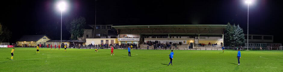 Halftime Panorama: A cool evening with a modest but enthusiastic crowd, who were well-rewarded with a 4:0 win. Subject: soccer;football;burgenland;kittsee;SC Kittsee;ASV Deutsch Jahrndorf